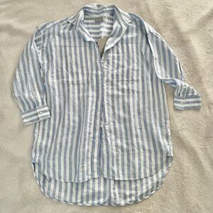 Everlane - Button Up Striped Linen Shirt Dress
